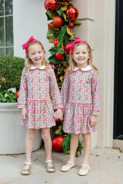 Lila & Hayes Girls Lillian Dress with Collar - Floral Noel by Lila & Hayes