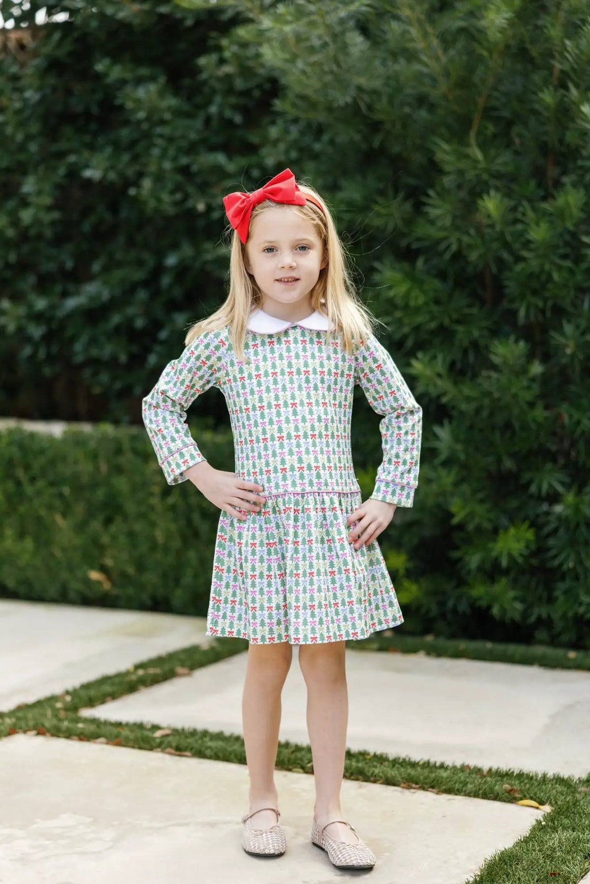 Lila & Hayes Girls Lillian Dress - Christmas Tree Topper Bows by Lila & Hayes