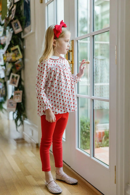 Lila & Hayes Girls Morgan Leggings Set - Red Whimsical Santa by Lila & Hayes