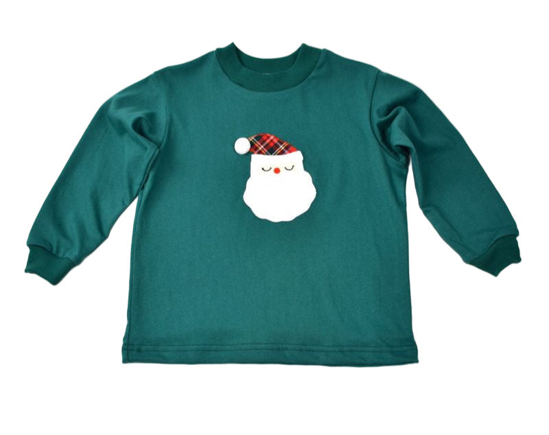 Funtasia Too Boys Green Shirt - Applique Santa Claus Face by Funtasia