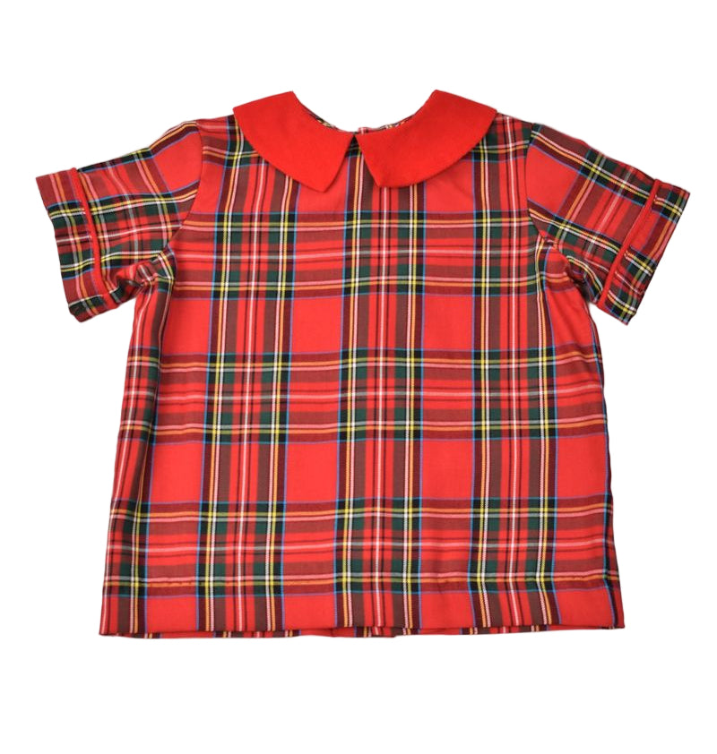 Funtasia Too Boys Dress Red Holiday Plaid Shirt with Corduroy Shorts