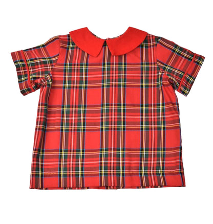 Funtasia Too Boys Dress Red Holiday Plaid Shirt with Corduroy Shorts by Funtasia
