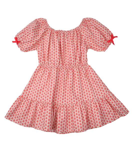 Funtasia Too Girls Valentines Hearts Print Tiered Peasant Dress by Funtasia