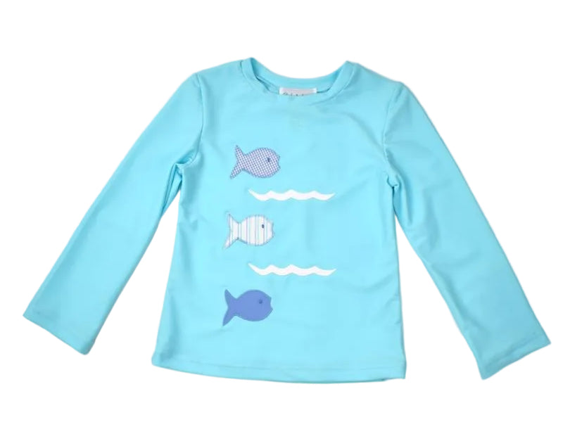 Funtasia Too Boys Rash Guard Shirt - Blue with Fish by Funtasia