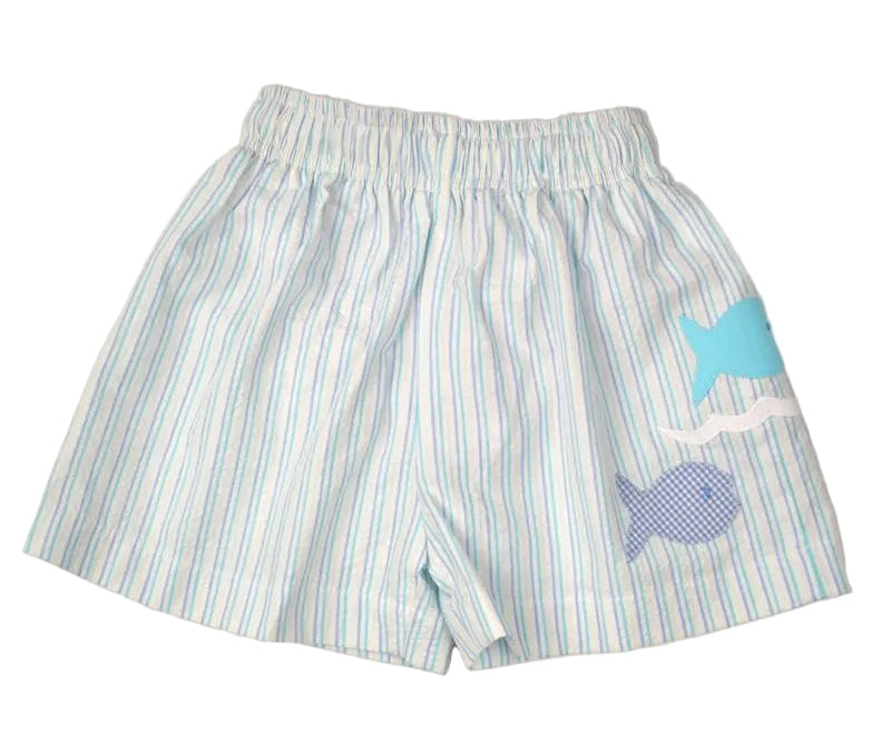 Funtasia Too Boys Swim Trunks - Blue Striped with Fish by Funtasia