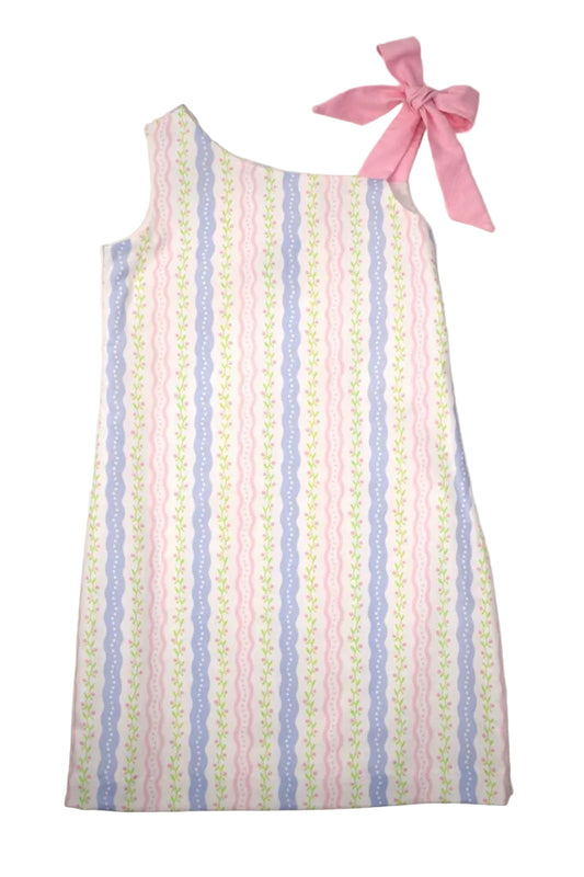 Funtasia Too Girls Sleeveless Striped Floral Dress - Pink Shoulder Bow by Funtasia