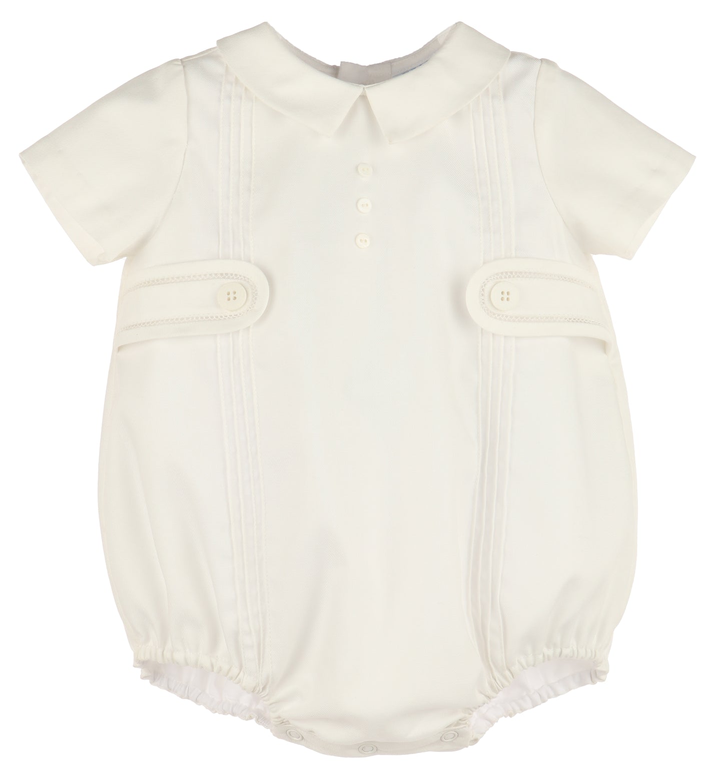 Luli & Me Baby Boys Classic Tabs Bubble with Collar - Ivory
