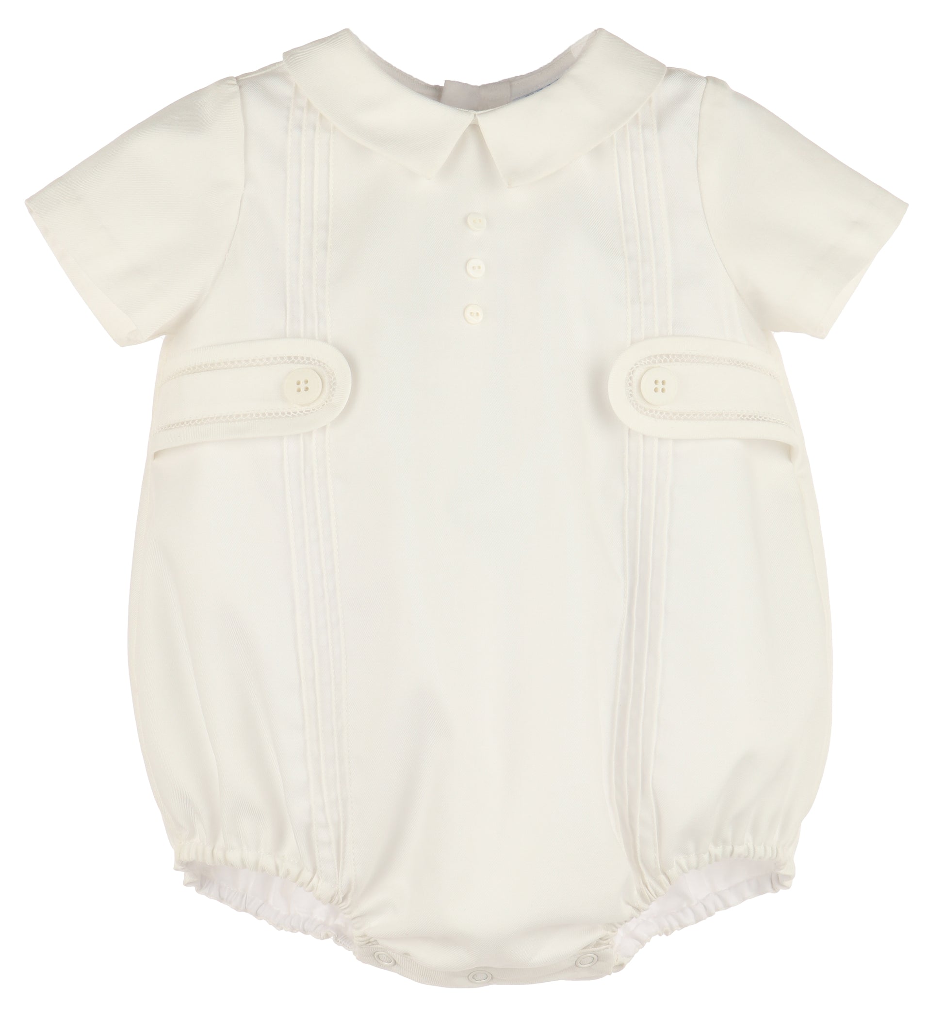 Luli & Me Baby Boys Classic Tabs Bubble with Collar - Ivory