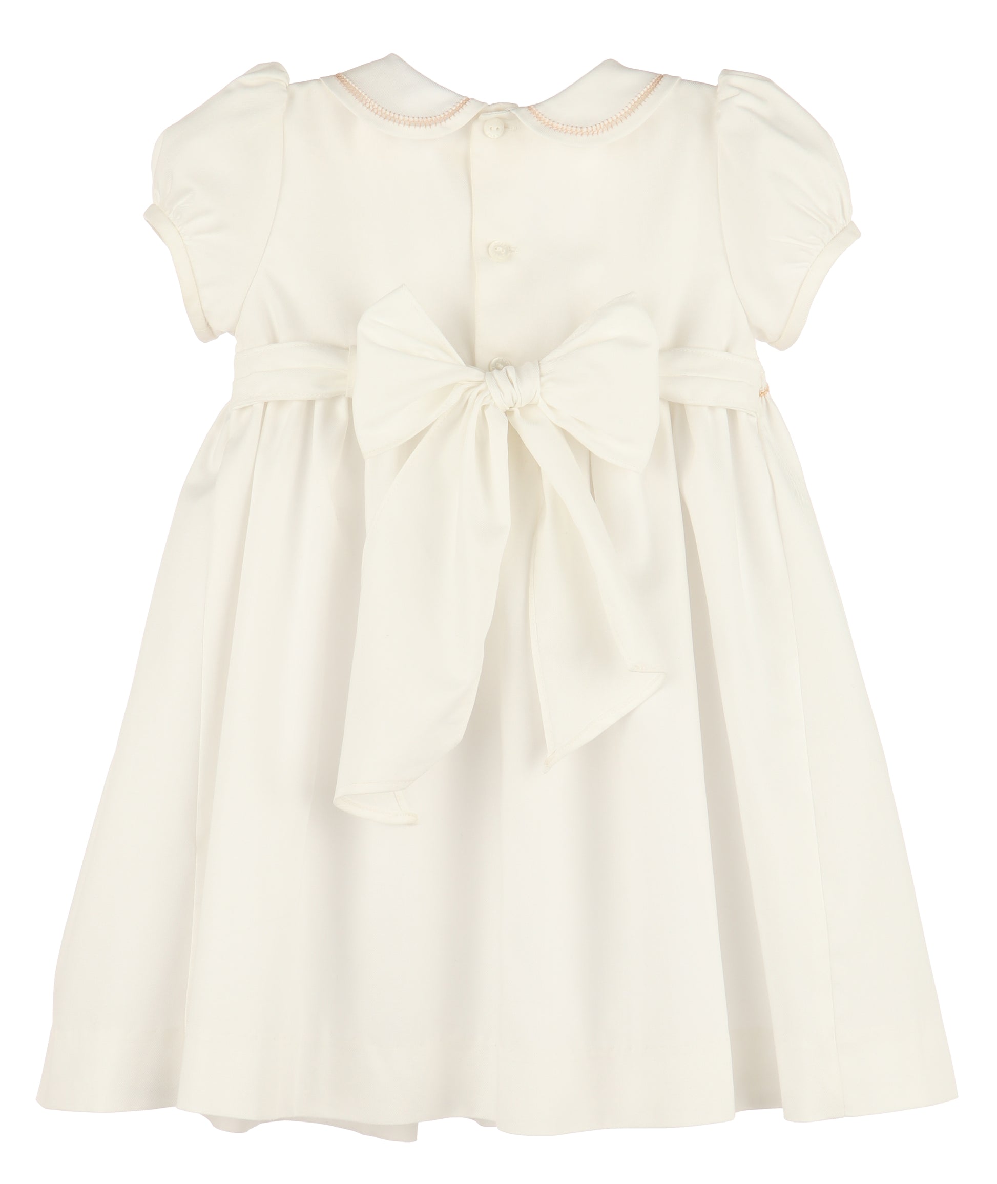 Luli & Me Girls Classic Full Smocked Dress with Sash - Ivory 12M Luli & Me Girls Classic Full Smocked Dress with Sash - Ivory 12M