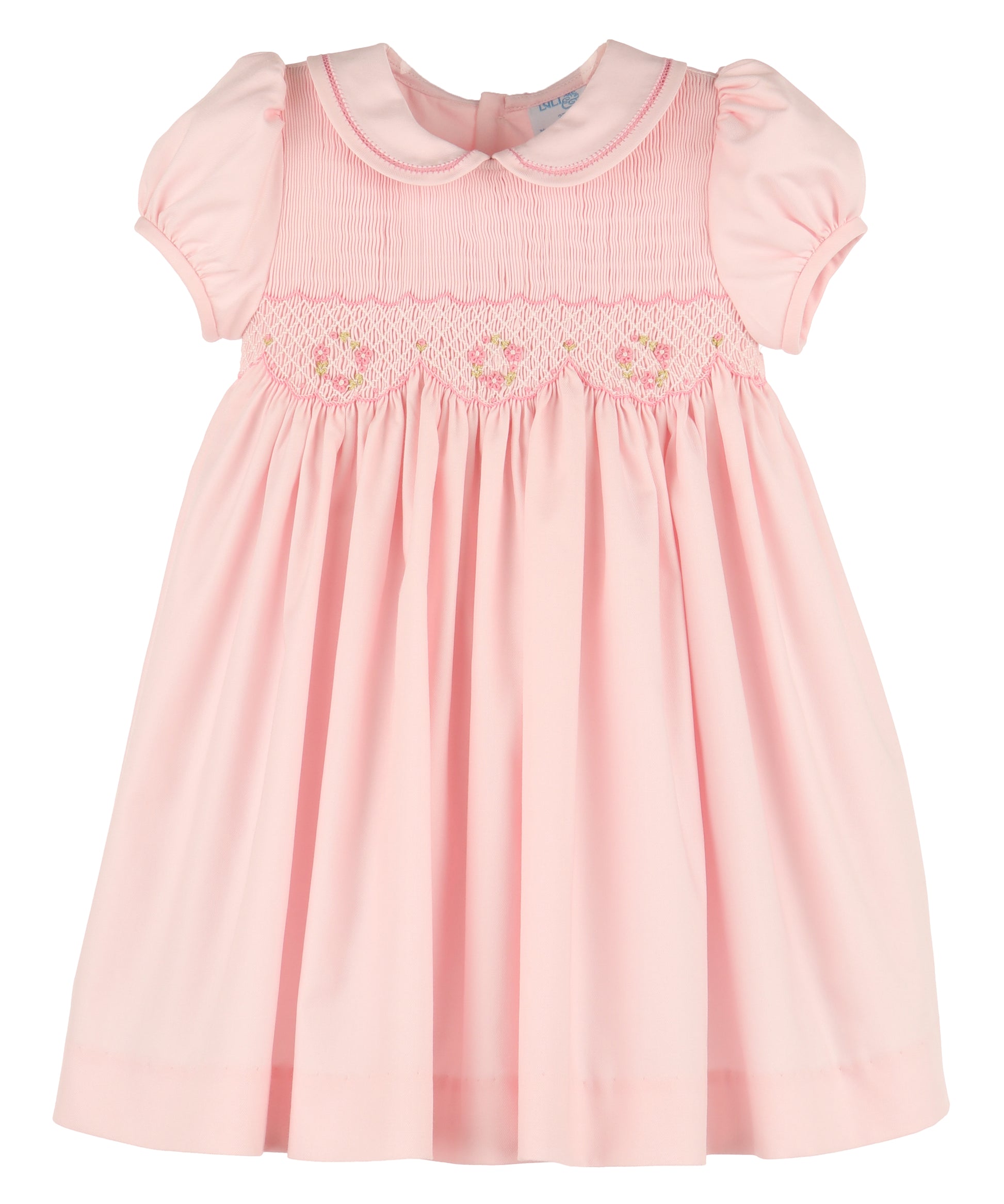 Luli & Me Girls Classic Full Smocked Dress with Sash - Pink - 12M Luli & Me Girls Classic Full Smocked Dress with Sash - Pink - 12M
