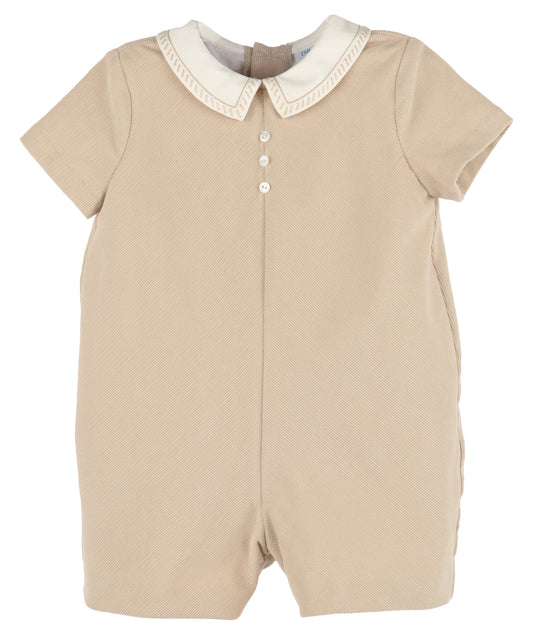 Luli & Me Baby Boys Cozy Cord Romper - Tan Beige