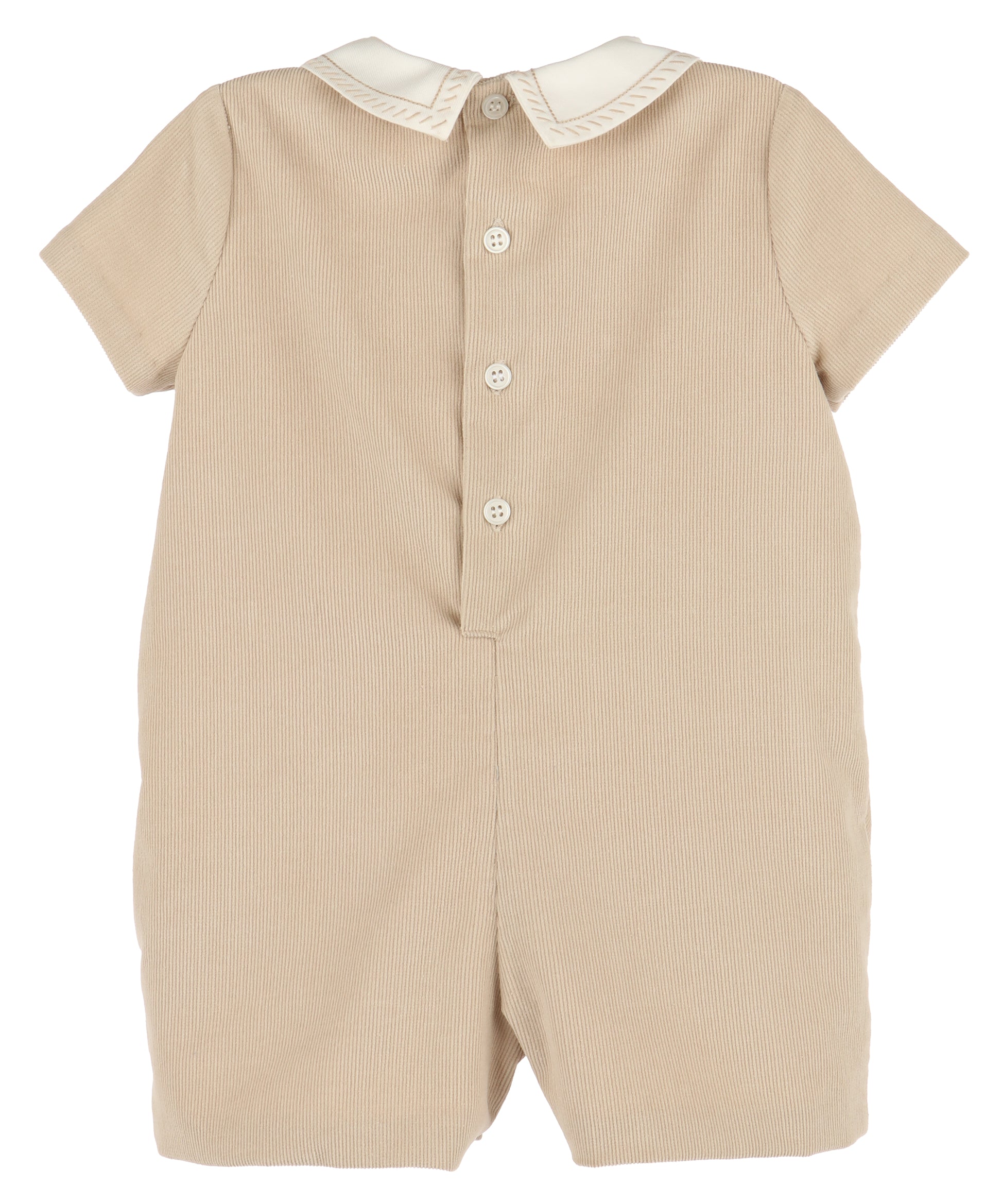Luli & Me Baby Boys Cozy Cord Romper - Tan Beige