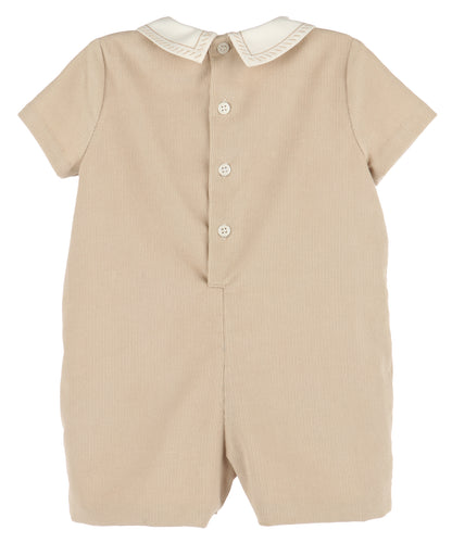 Luli & Me Baby Boys Cozy Cord Romper - Tan Beige
