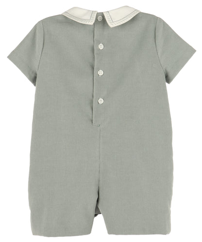 Luli & Me Baby Boys Cozy Cord Romper - Sage Green