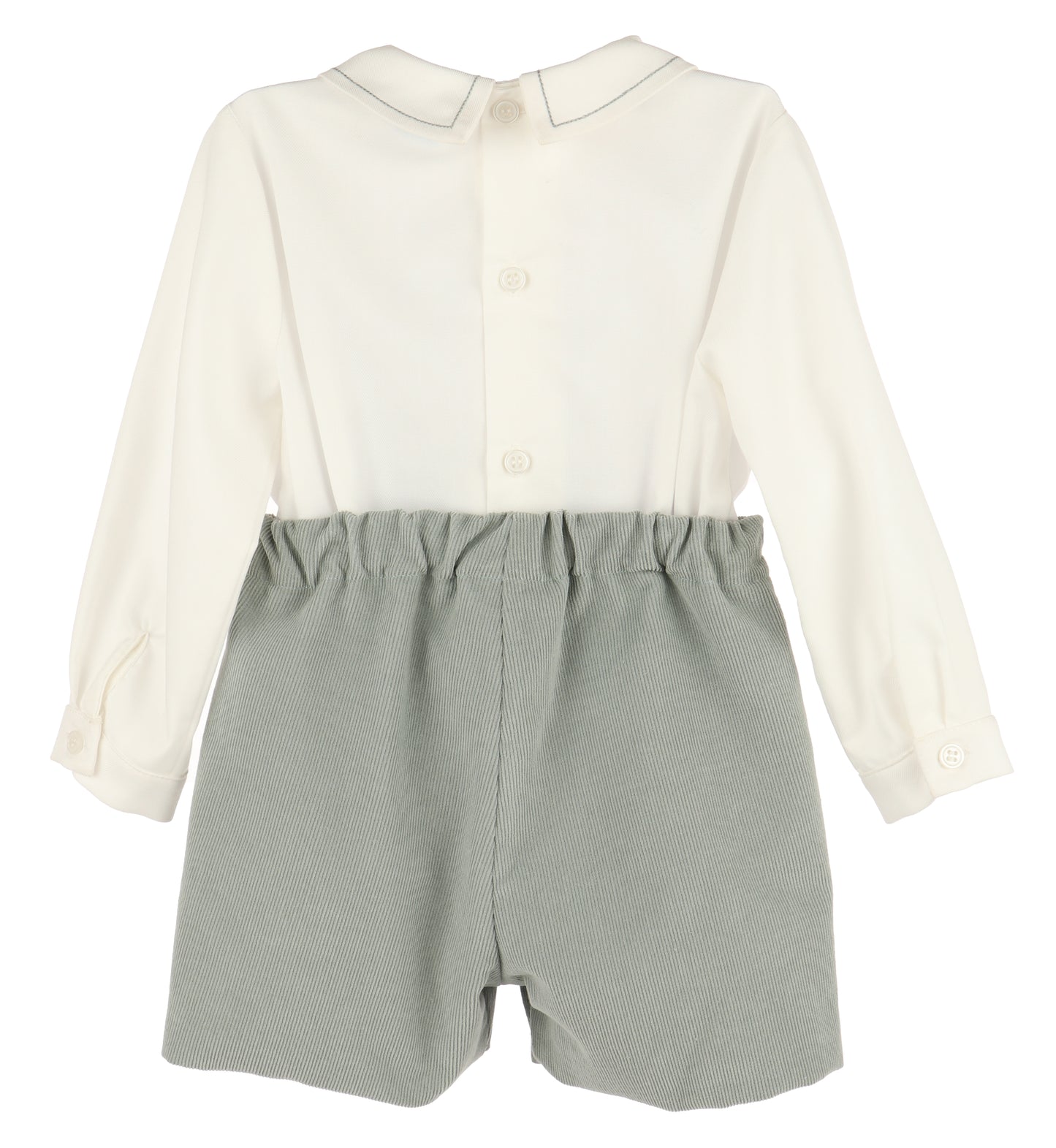 Luli & Me Boys Cozy Cord Shorts Set - Sage Green
