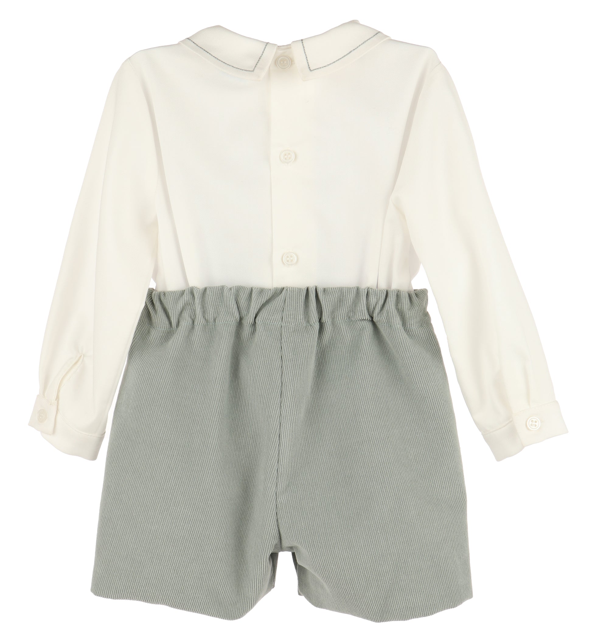Luli & Me Boys Cozy Cord Shorts Set - Sage Green