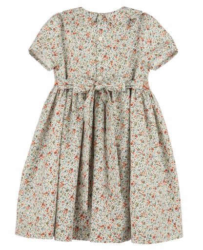 Luli & Me Girls Green / Orange Autumn Glow Floral Smocked Dress - Scallop Collar 6 Luli & Me Girls Green / Orange Autumn Glow Floral Smocked Dress - Scallop Collar 6