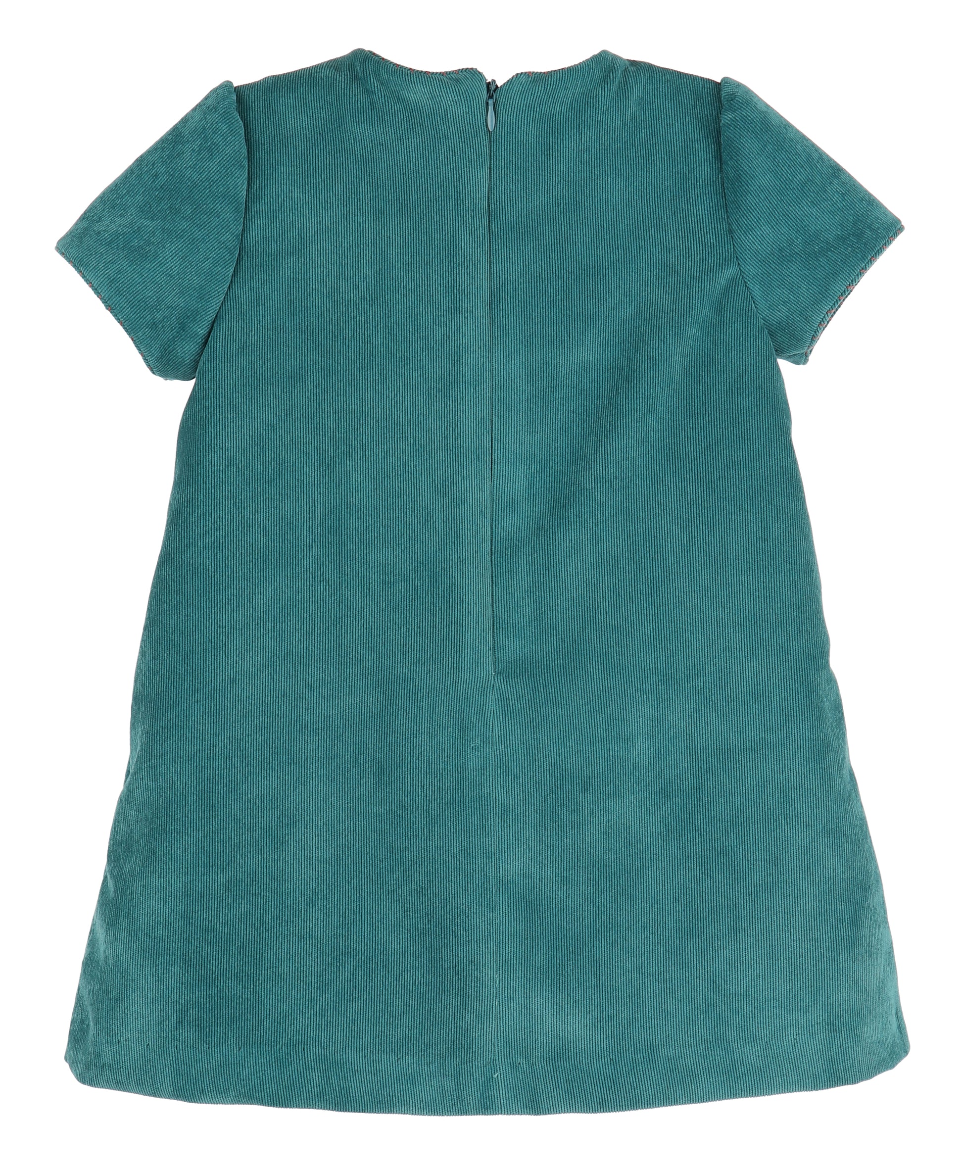 Luli & Me Girls Fall Teal Cord Embroidered Dress