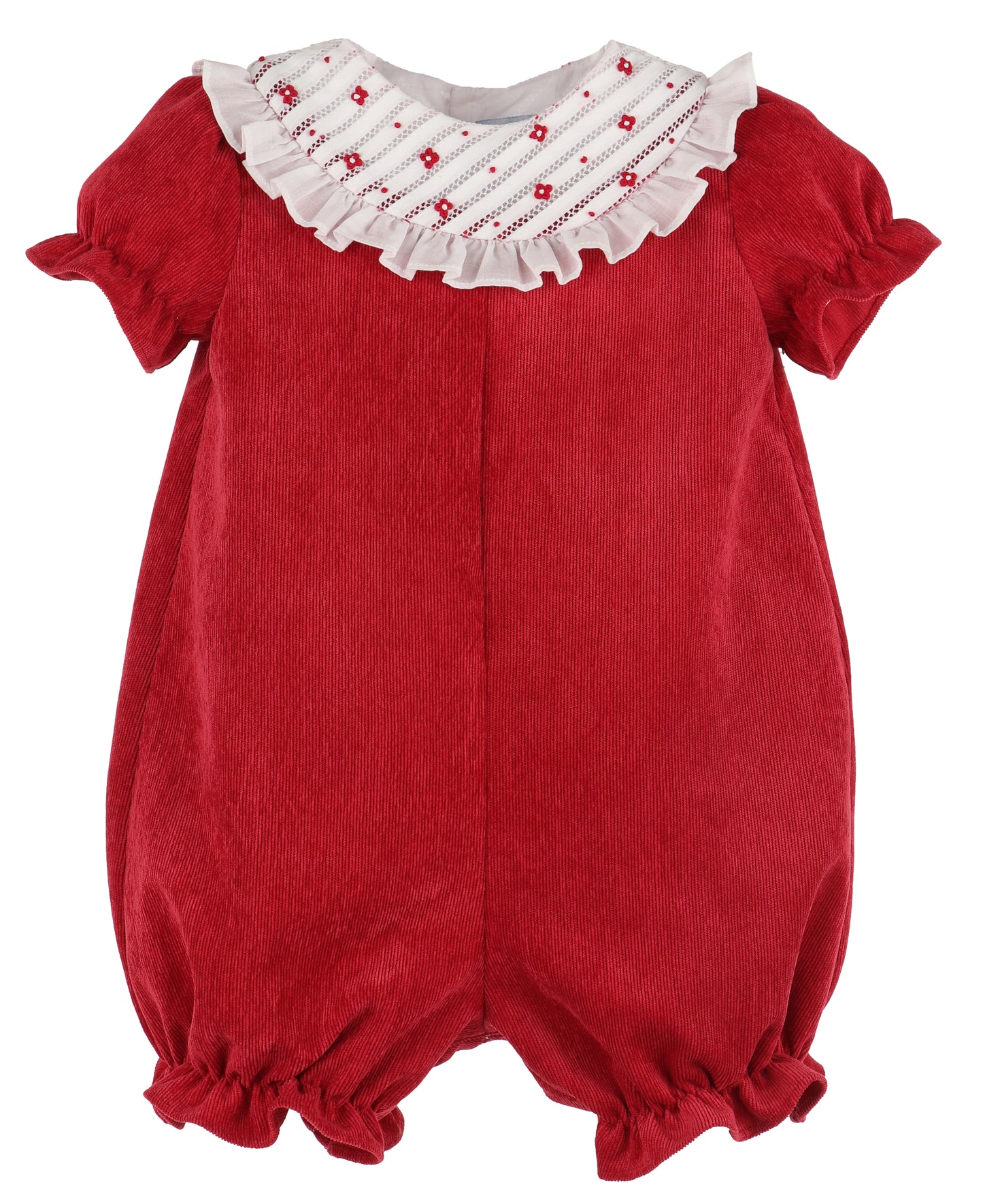 Luli & Me Baby Girls Red Cord Bubble - Fancy Embroidered Collar by Luli & Me