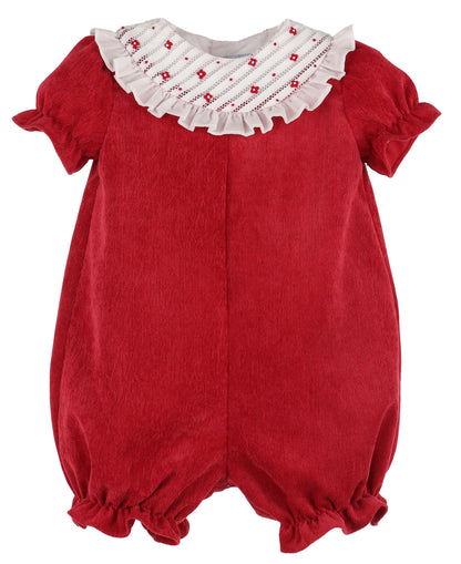 Luli & Me Baby Girls Red Cord Bubble - Fancy Embroidered Collar by Luli & Me