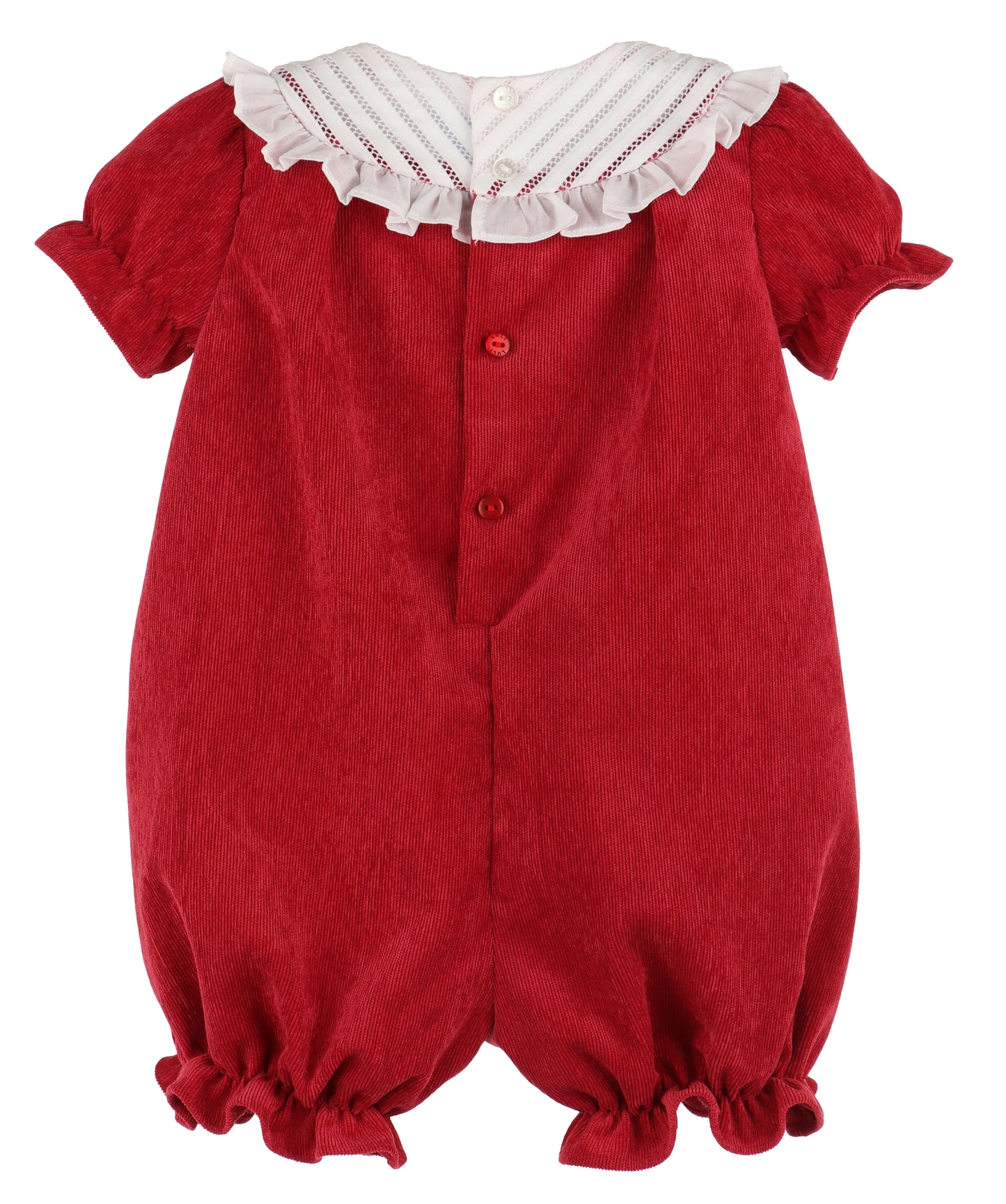 Luli & Me Baby Girls Red Cord Bubble - Fancy Embroidered Collar by Luli & Me