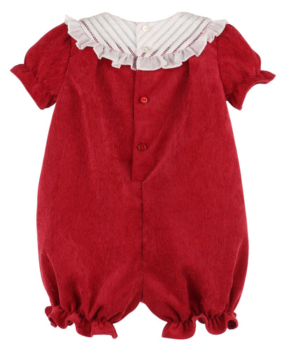 Luli & Me Baby Girls Red Cord Bubble - Fancy Embroidered Collar by Luli & Me