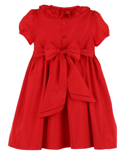 Luli & Me Girls Twilight Taffeta Smocked Dress - Ruffle Collar - Red by Luli & Me