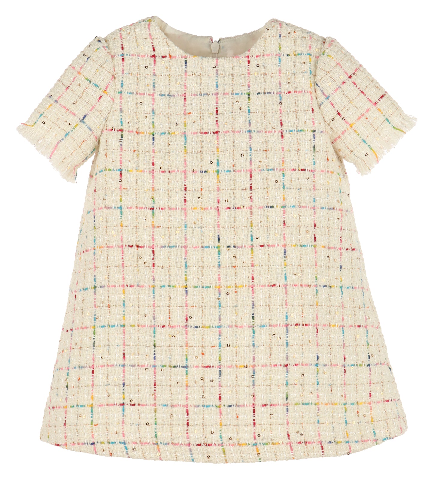 Luli & Me Girls Ivory Rainbow Tweed A-Line Dress by Luli & Me