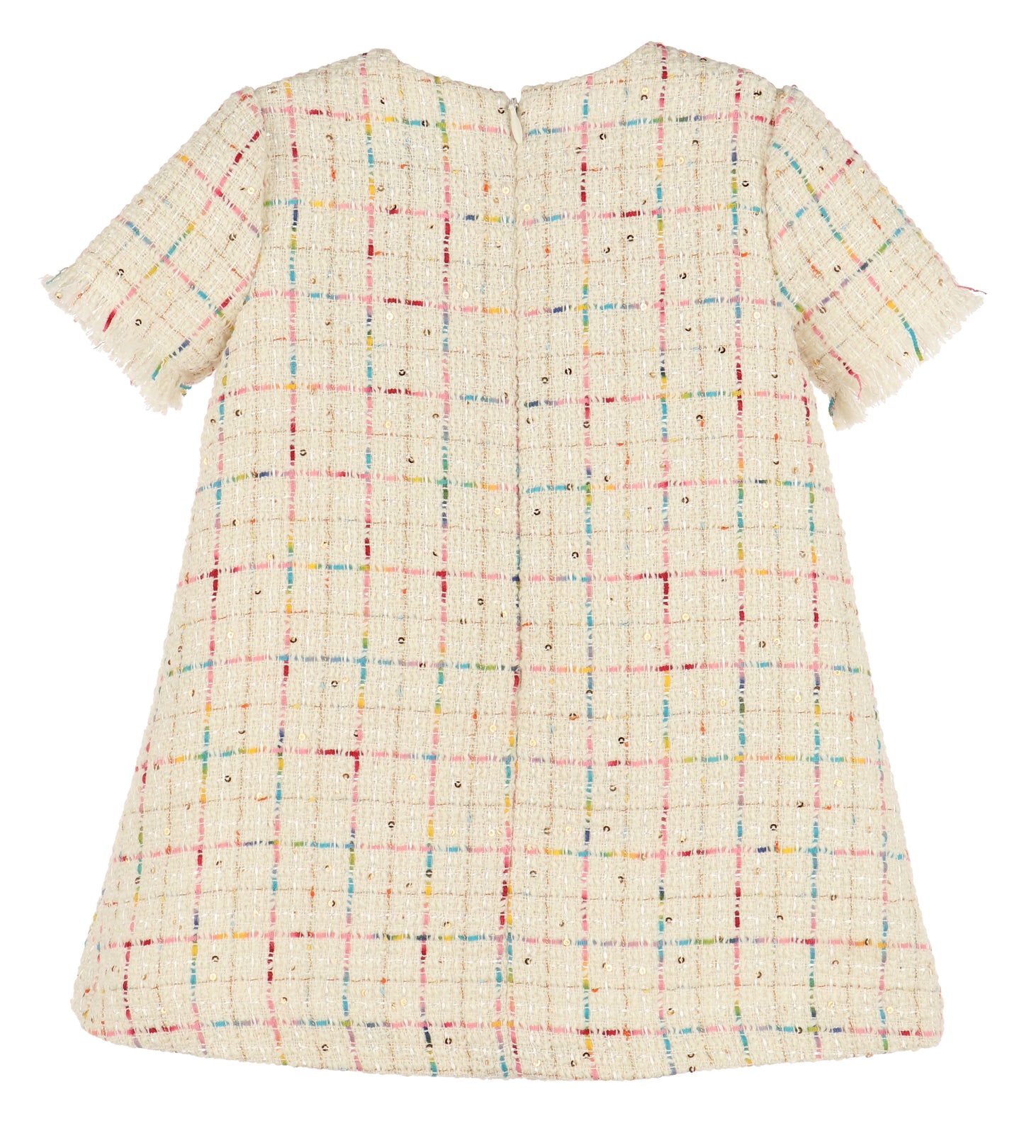 Luli & Me Girls Ivory Rainbow Tweed A-Line Dress by Luli & Me