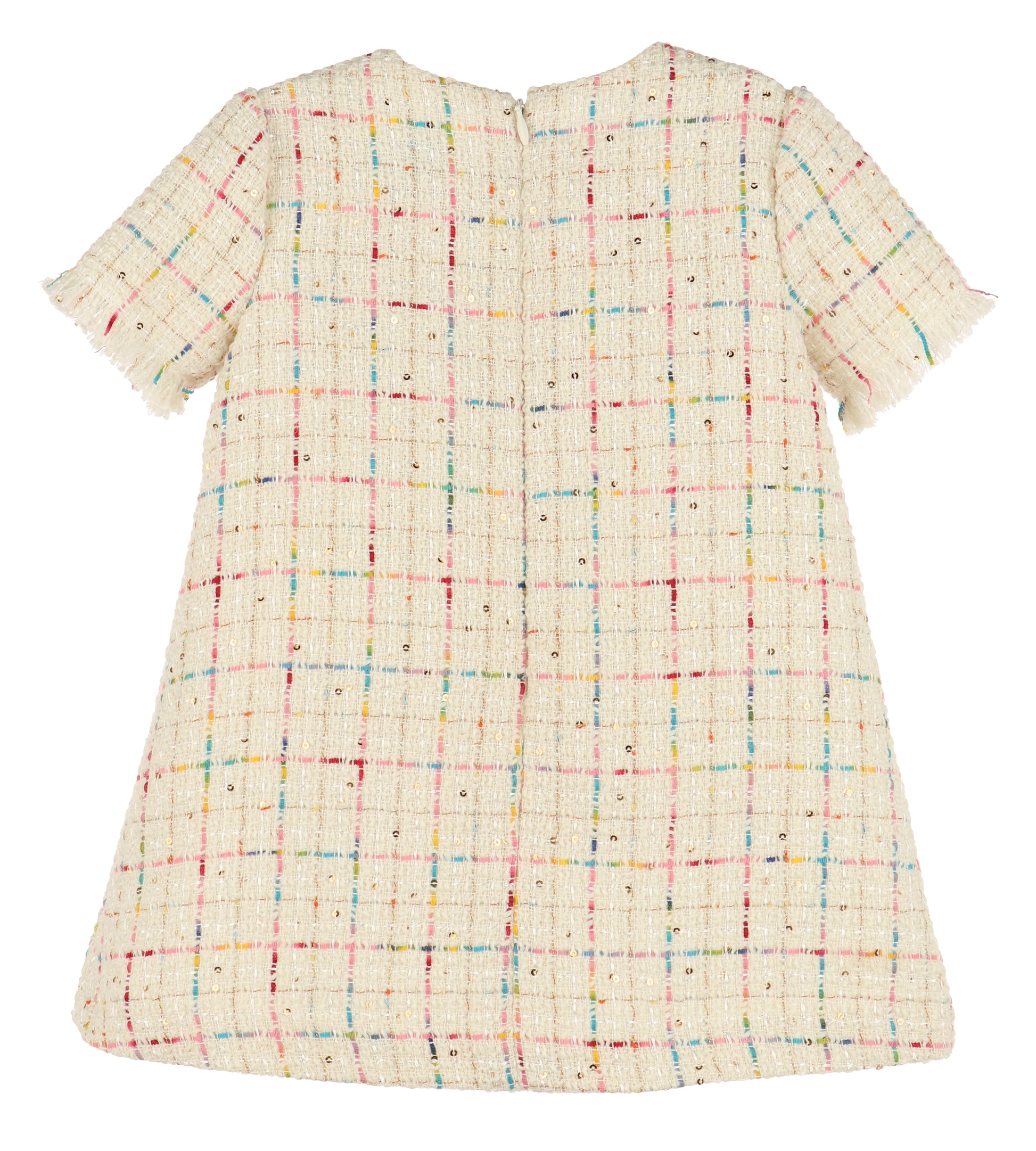 Luli & Me Girls Ivory Rainbow Tweed A-Line Dress