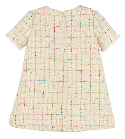Luli & Me Girls Ivory Rainbow Tweed A-Line Dress by Luli & Me