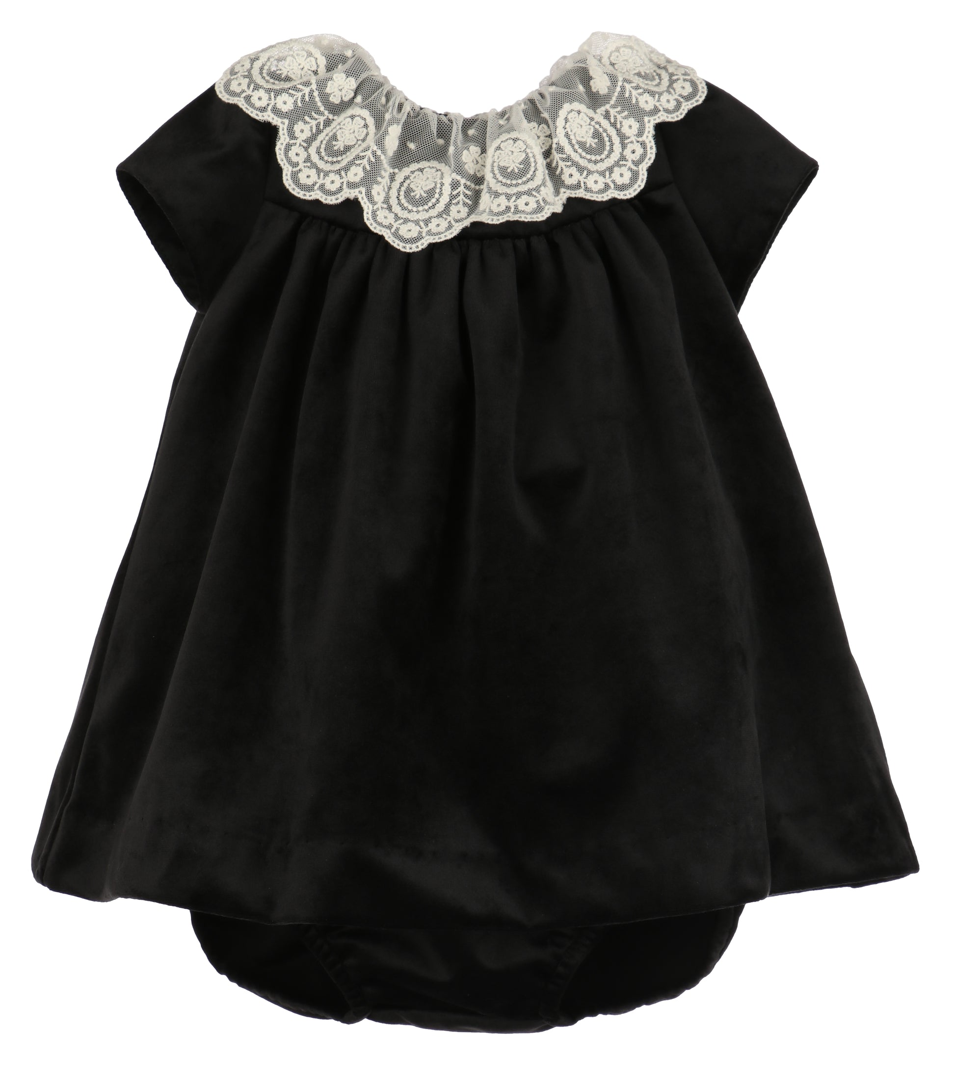 Luli & Me Girls Deluxe Velvet Float Dress - Lace Collar