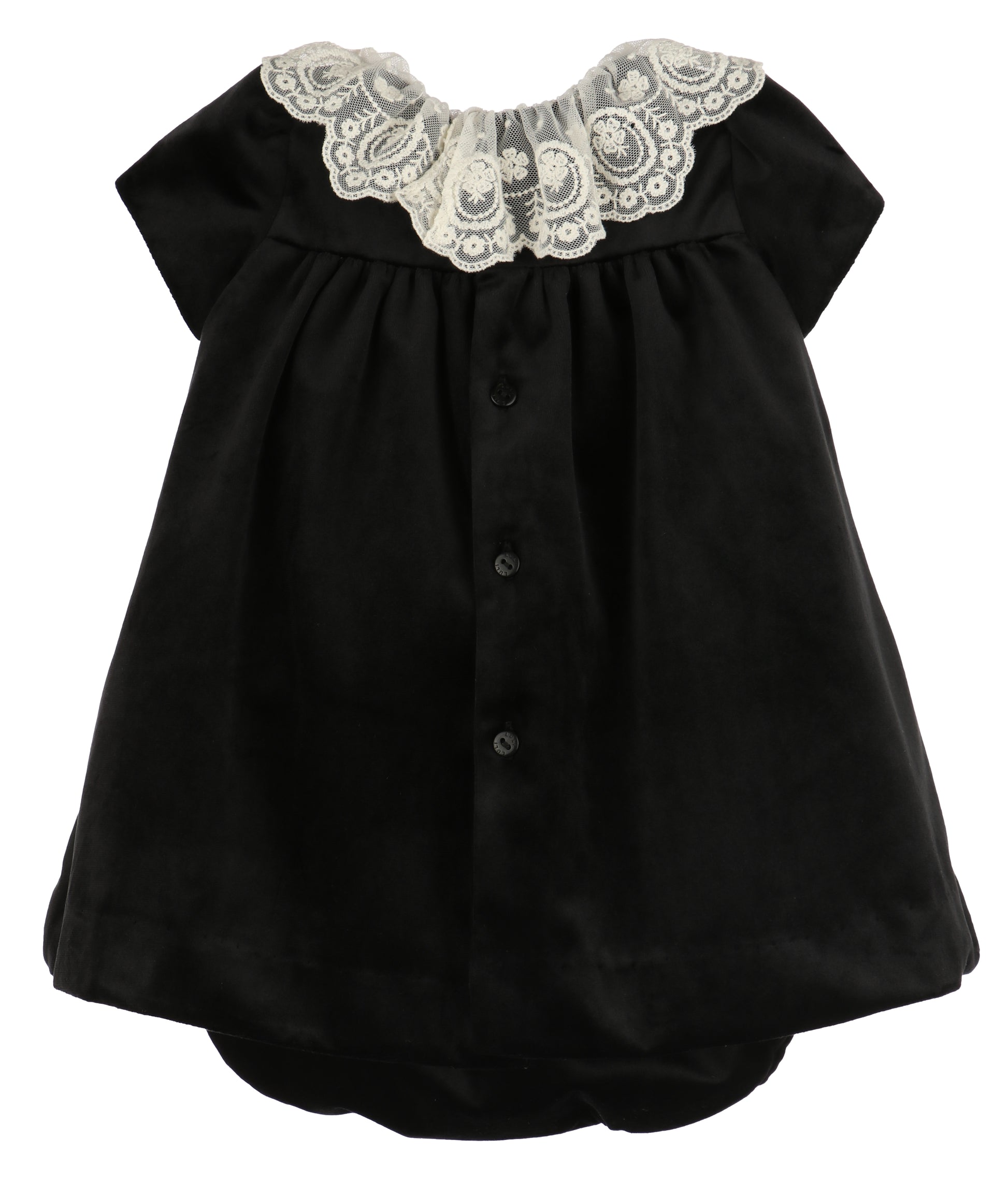 Luli & Me Girls Deluxe Velvet Float Dress - Lace Collar