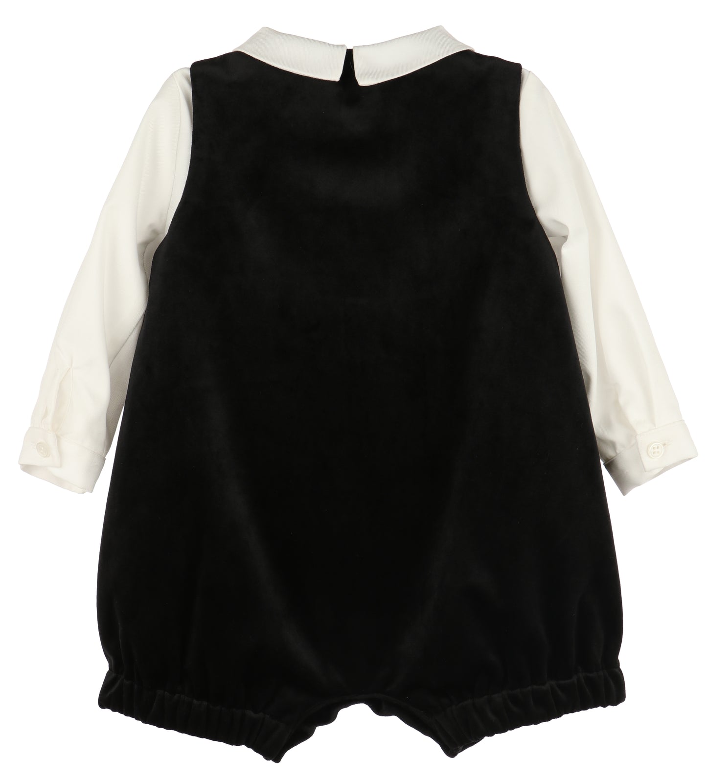 Luli & Me Boys Deluxe Velvet Dressy Romper - Black