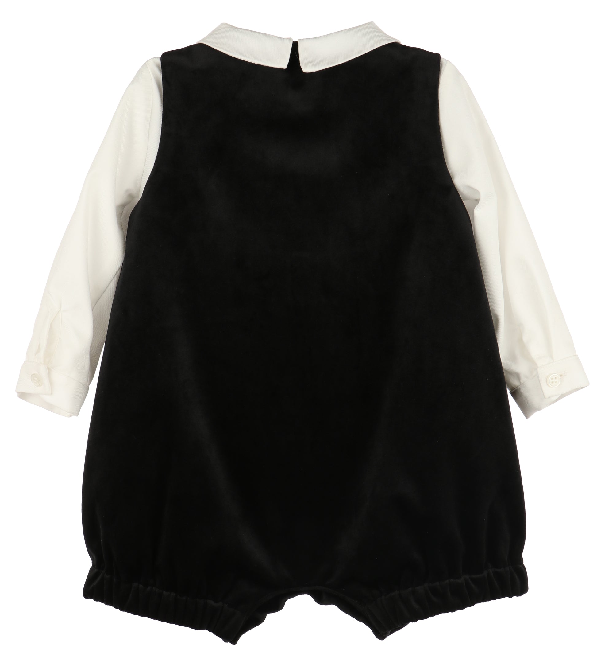 Luli & Me Boys Deluxe Velvet Dressy Romper - Black