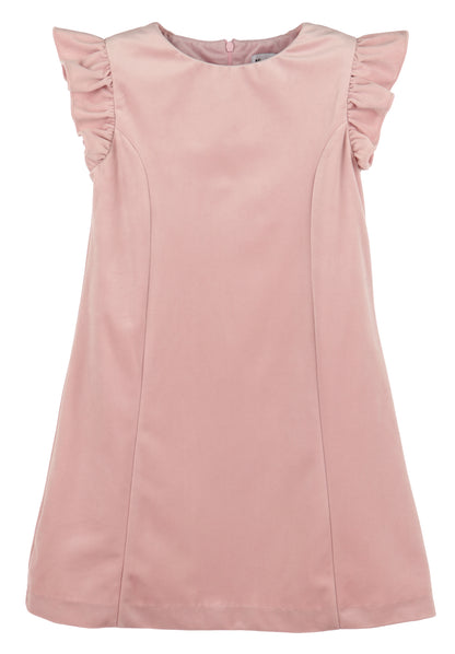 Luli & Me Girls Deluxe Velvet Shift Dress - Rose Pink