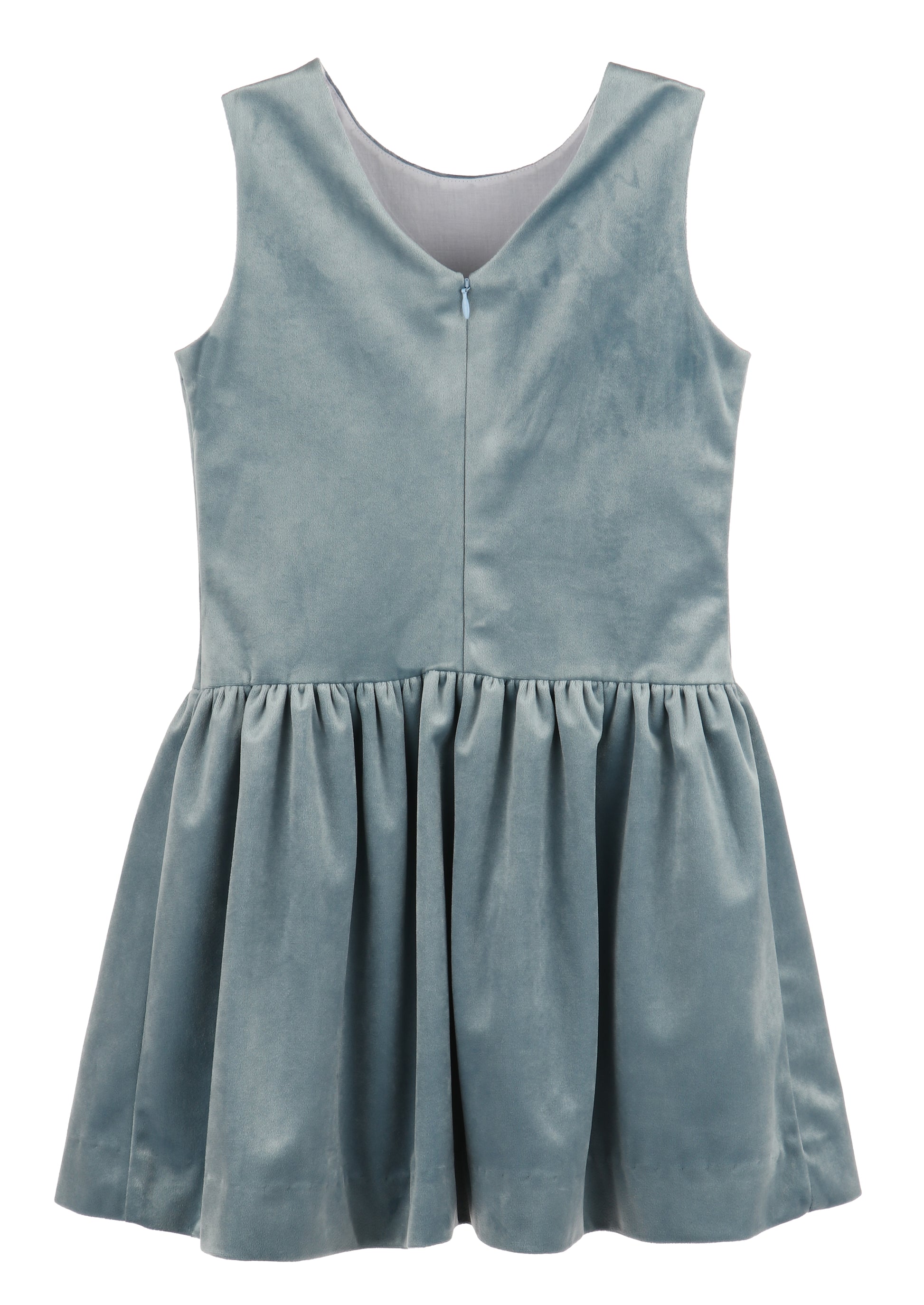 Luli & Me Girls Deluxe Velvet Princess Dress - V-Back - French Blue