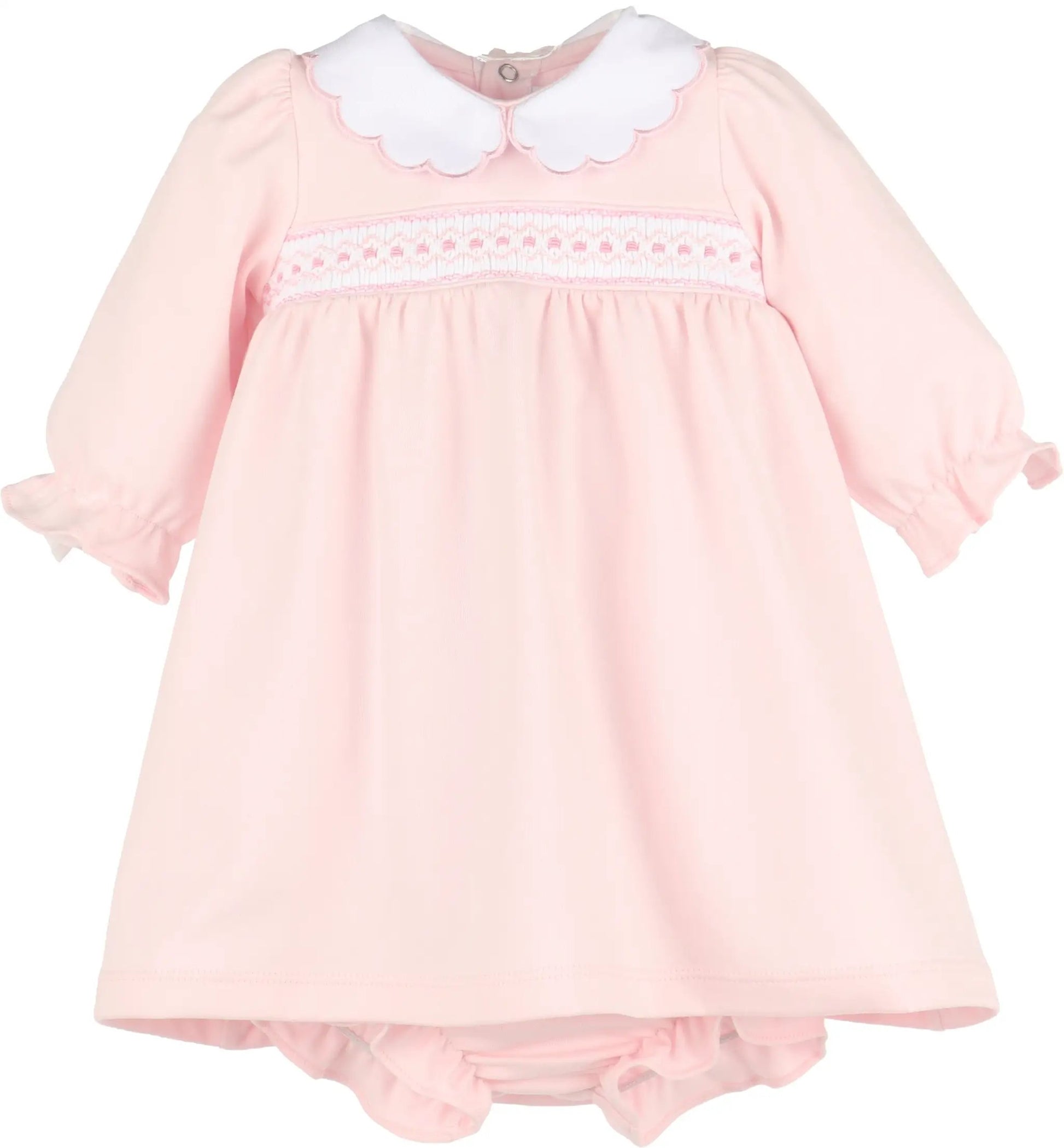 Luli & Me Girls Pink Warm Winter Home Smock Dress