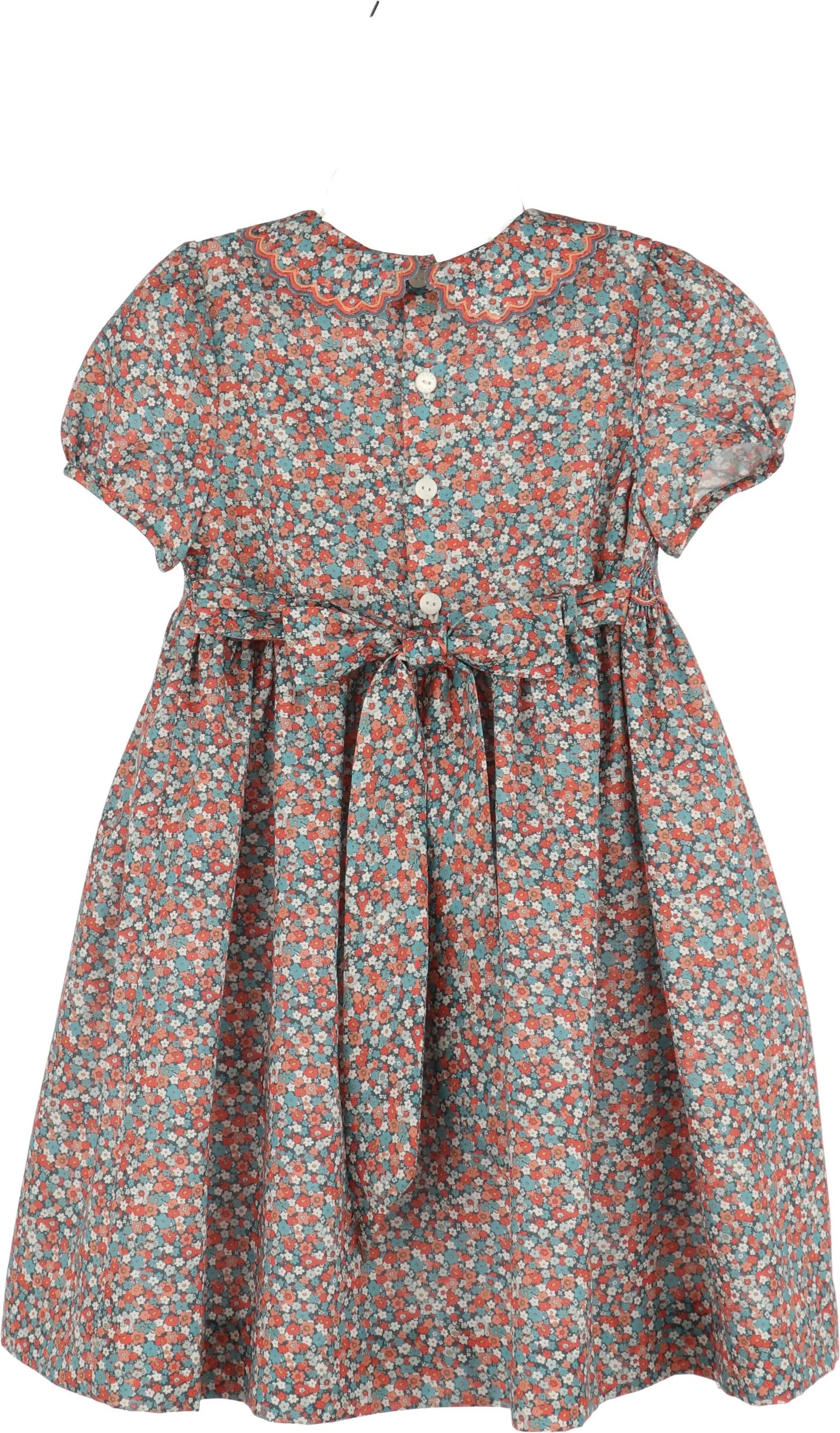 Luli & Me Girls Floral Vintage Dress - Blue by Luli & Me