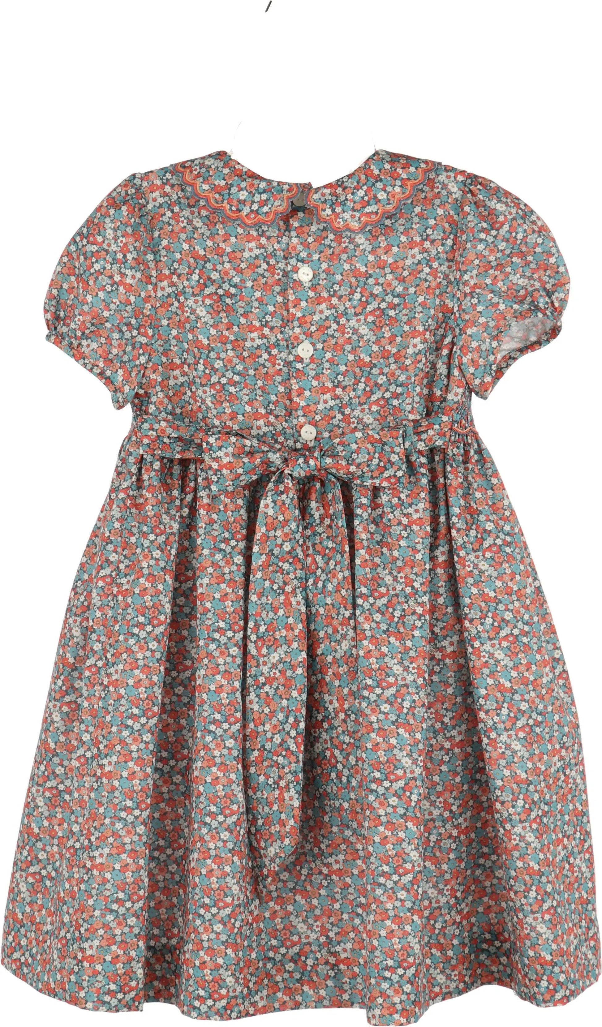 Luli & Me Girls Floral Vintage Dress - Blue