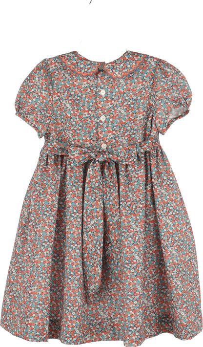 Luli & Me Girls Floral Vintage Dress - Blue by Luli & Me