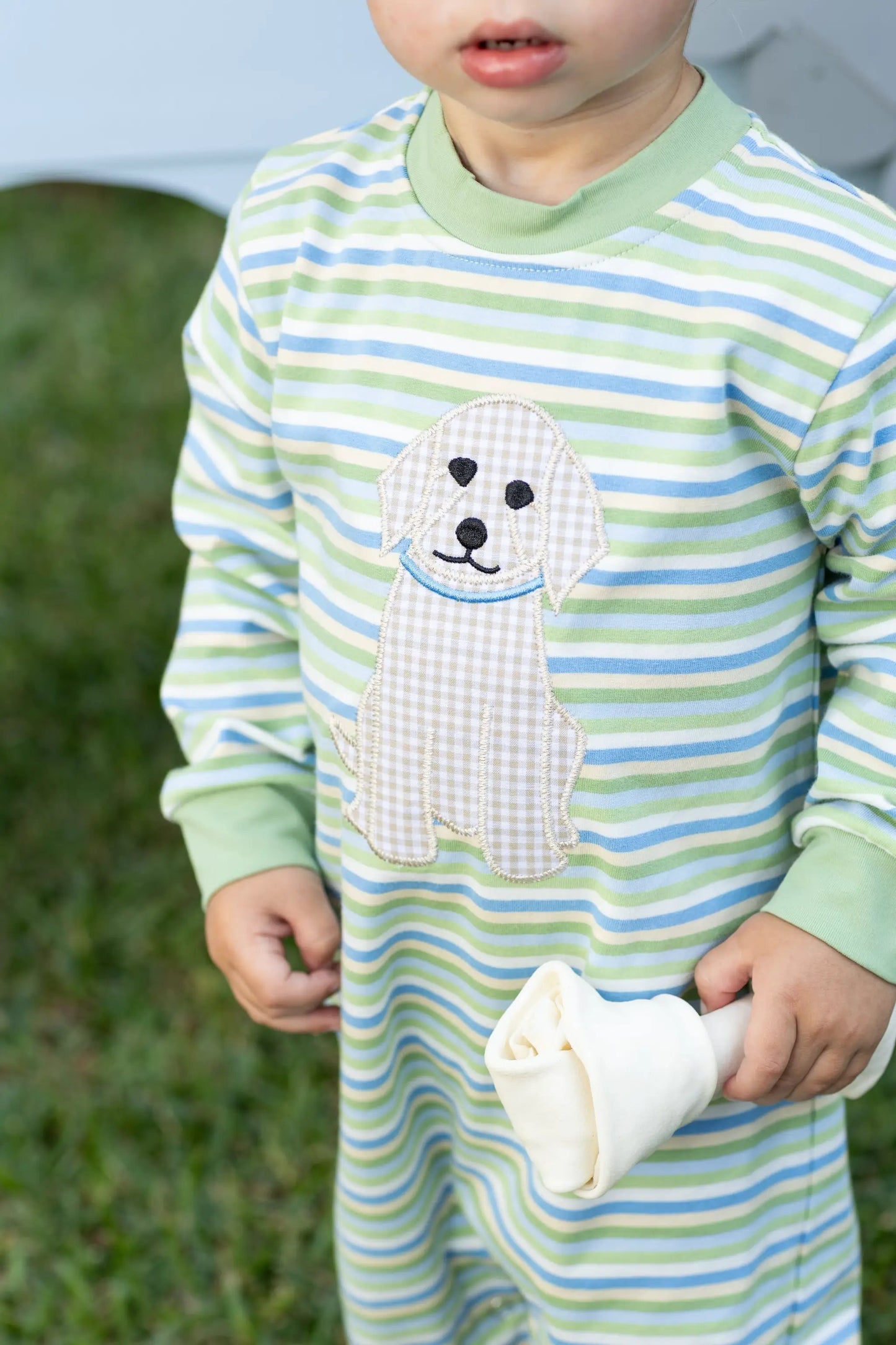 Trotter Street Kids Boys Green Puppy Romper