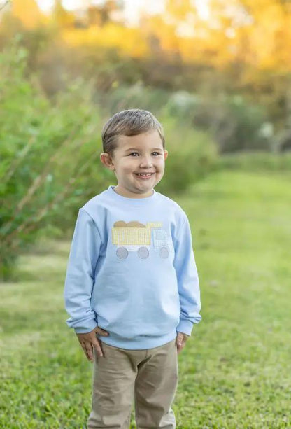 Trotter Street Kids Boys Blue French Terry Pullover - Dump Truck