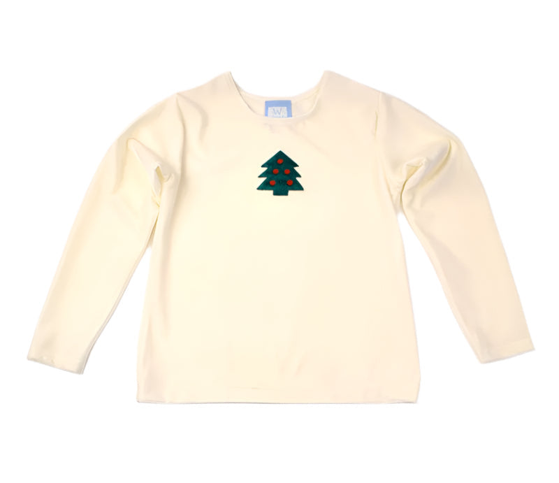 Funtasia Too Girls Ivory Top - Appliqué Christmas Tree