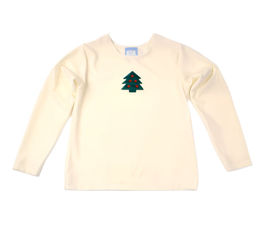Funtasia Too Girls Ivory Top - Appliqué Christmas Tree