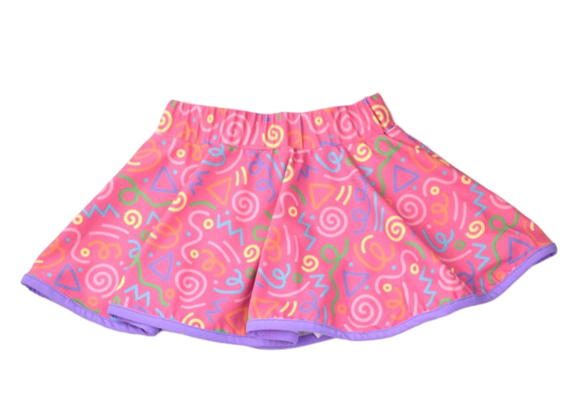 Funtasia Too Girls Athleisure Skort - Pink & Purple Squiggles