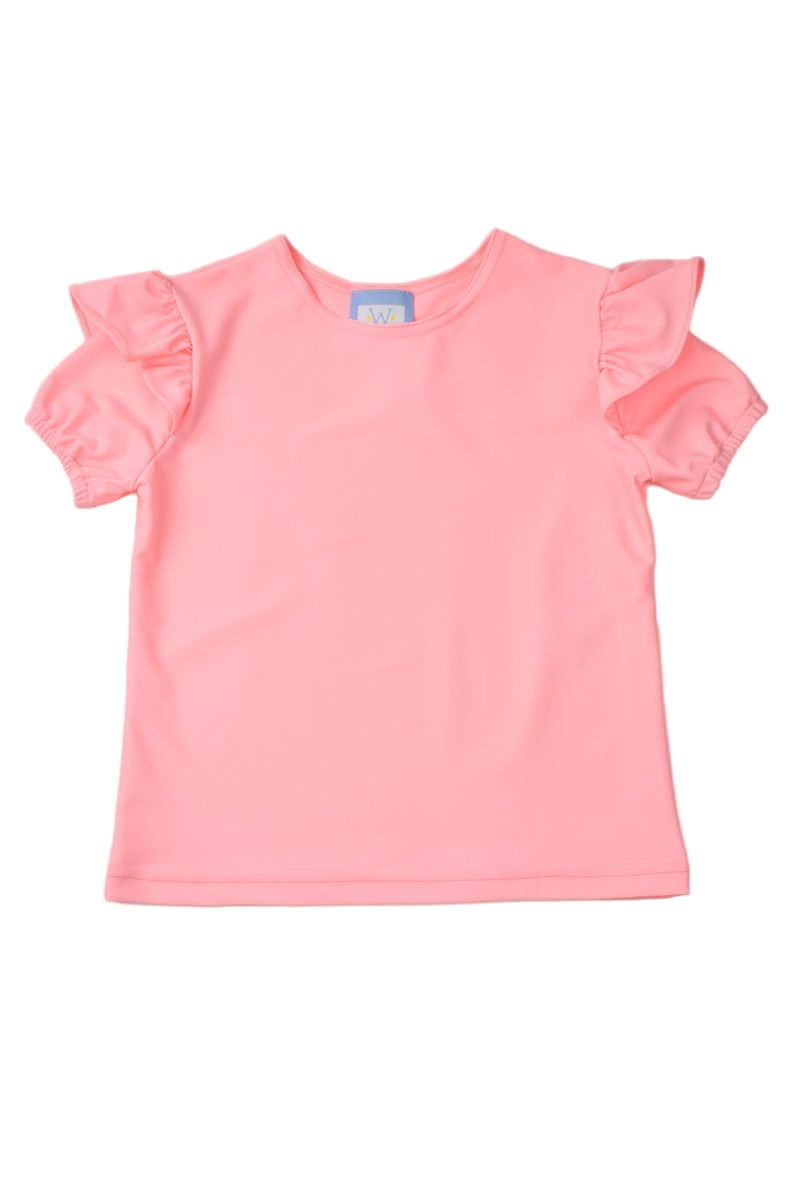 Funtasia Too Girls Puff Sleeve Ruffle Athleisure Top - Pink