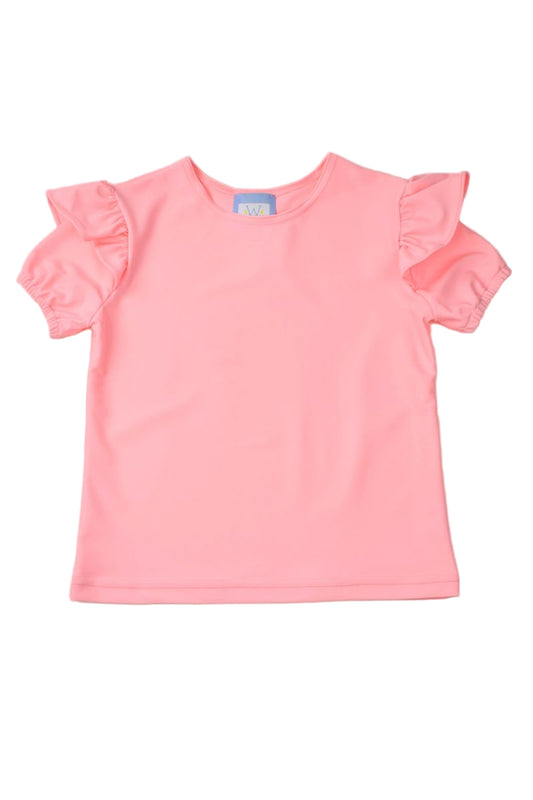 Funtasia Too Girls Puff Sleeve Ruffle Athleisure Top - Pink by Funtasia