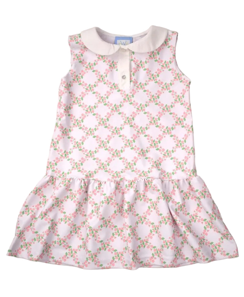Funtasia Too Girls Sleeveless Tennis Dress with Collar - Pink Floral Trellis by Funtasia