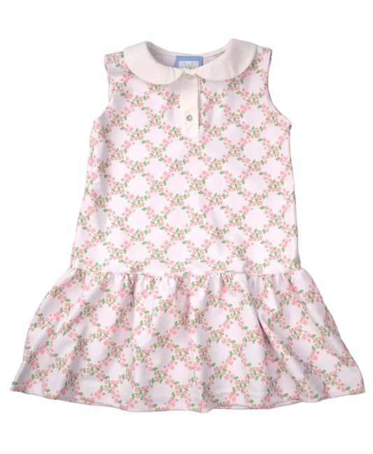 Funtasia Too Girls Sleeveless Tennis Dress with Collar - Pink Floral Trellis by Funtasia
